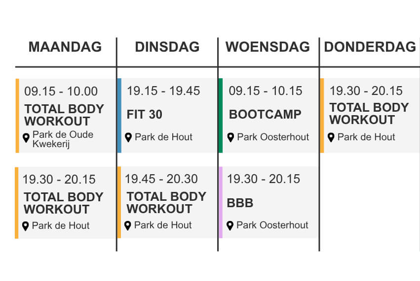 lesrooster AbsoluutFit Alkmaar