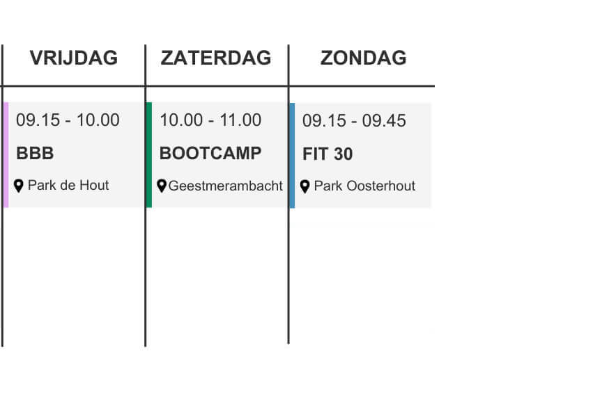 lesrooster AbsoluutFit Alkmaar